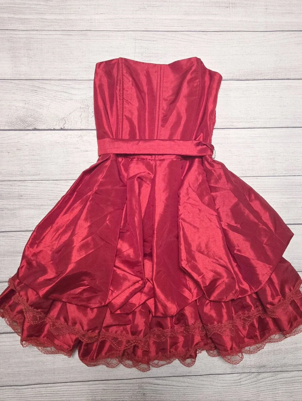 Strapless Red Party Dress with Waist Sash ~ Nwt